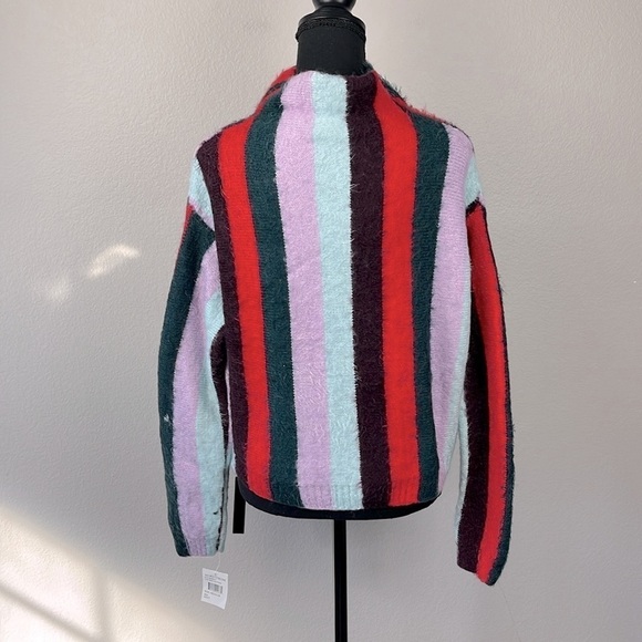 Blank NYC The Mad Hatter Sweater Eyelash Black Stripes Mock Neck Soft Top M NEW - Picture 6 of 11